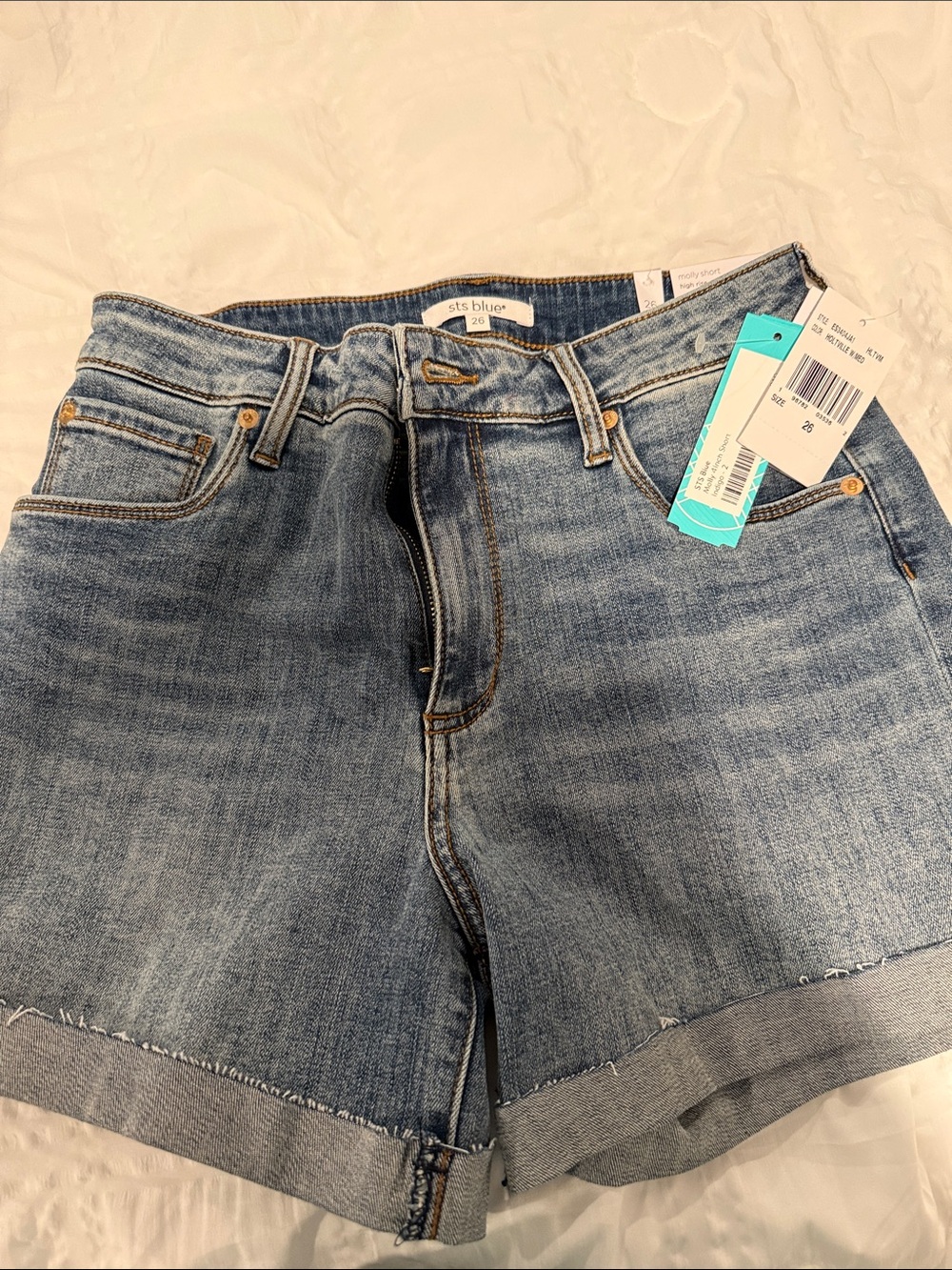 STS Blue Light Wash Rolled Hem Denim Shorts